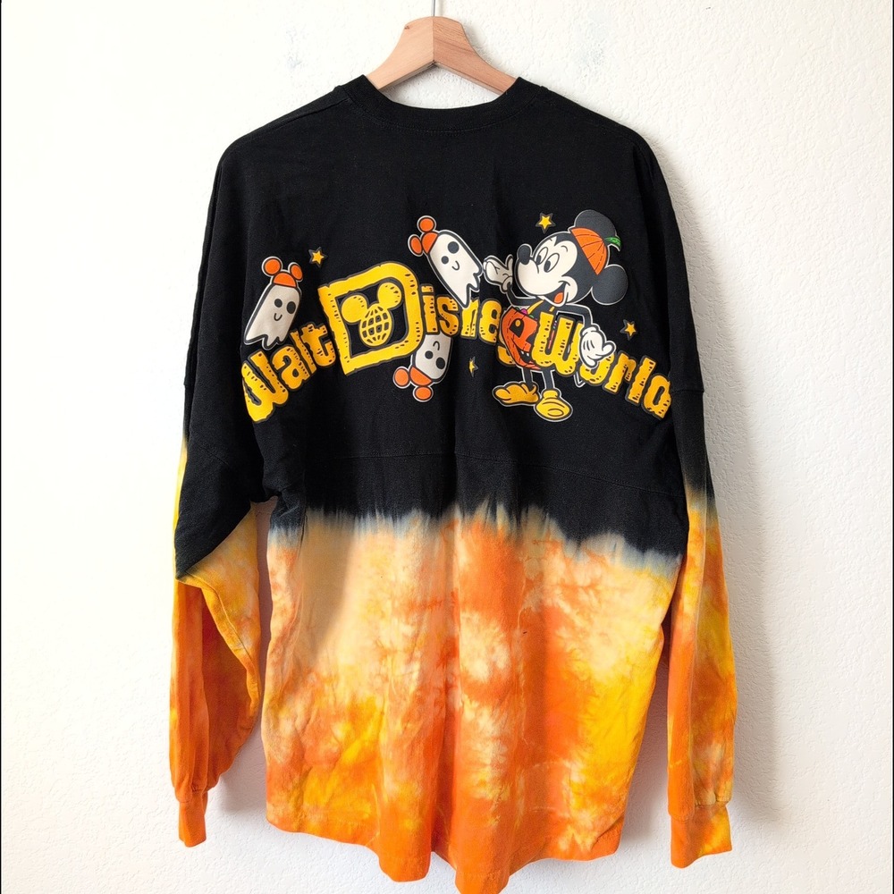 Disney Spirit Jersey Halloween Mickey Mouse Pumpkin Tie Dye Black Orange Large